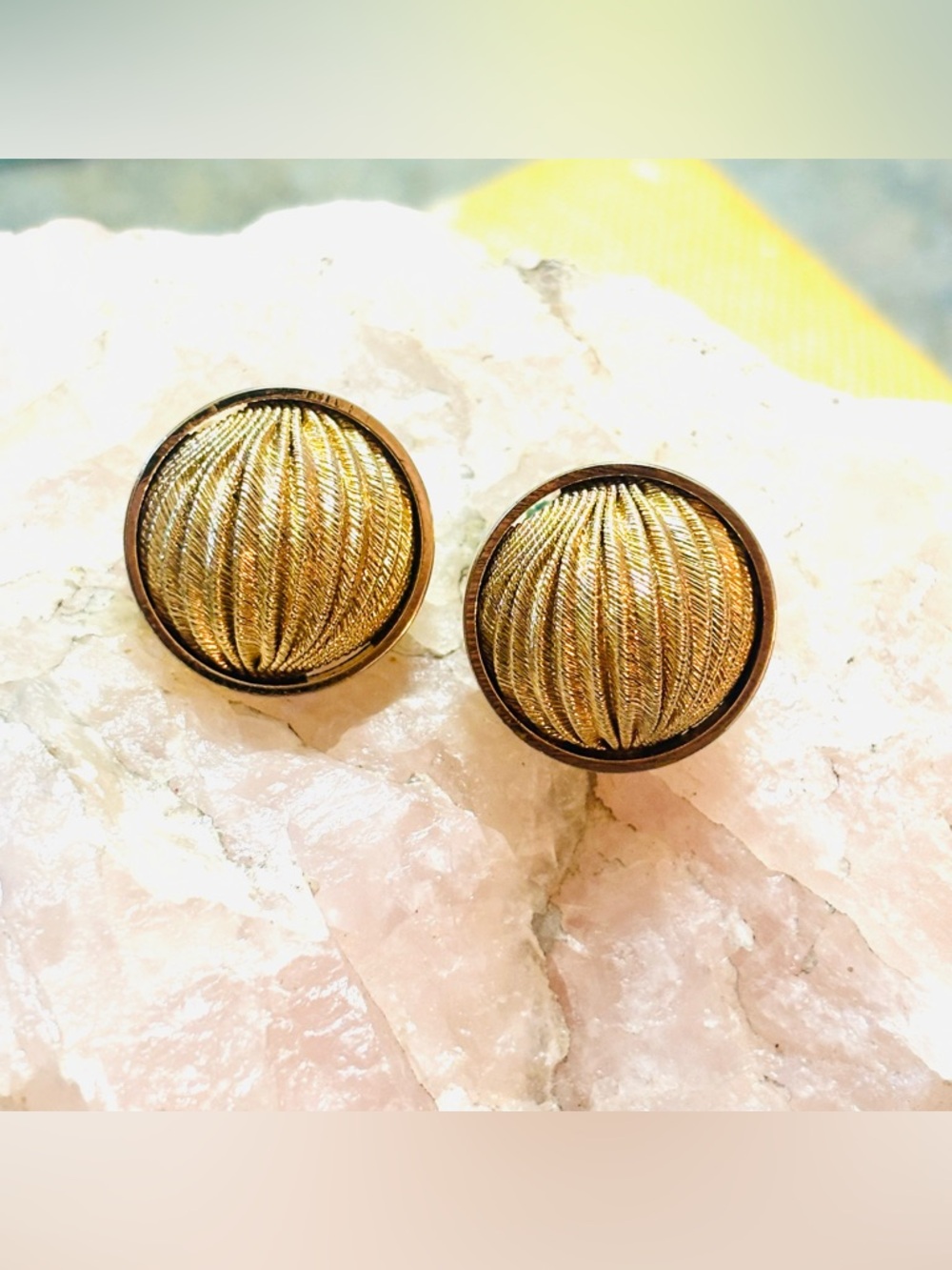 Vintage Kramer Gold Tone Round Dome Clip On Earrings